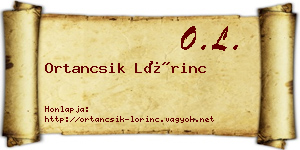 Ortancsik Lőrinc névjegykártya